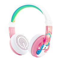 ONANOFF BuddyPhones Wave, Waterproof Wireless Bluetooth Volume-Limiting Kids Headphones, 20-Hour Battery Life, 4 Volume Settings of 75, 85, 94db and StudyMode, Includes Backup Cable for Sharing, Pink