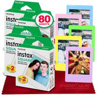 FUJIFILM instax SQUARE Instant Film (80 Exposures) For SQ6, SP-3, SQ20 + FiberTique Cleaning Cloth