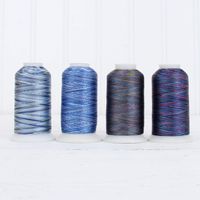 Threadart Variegated Polyester Embroidery Thread Set - 4 Blue Shades - 40wt - 1000m Cones - 5 Sets Available