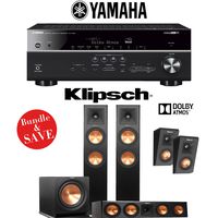 Klipsch RP-260F 3.1.2-Ch Reference Premiere Dolby Atmos Home Theater Speaker System with Yamaha RX-V685BL 7.2-Channel 4K Network A/V Receiver