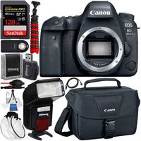 Canon EOS 6D Mark II DSLR Camera (Body Only) with SanDisk Extreme PRO 128GB SDXC Memory Card (UHS-I/Class 10) & More - International Version (No Warranty)