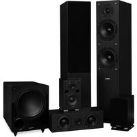 Fluance Elite Series Surround Sound Home Theater 5.1 Channel Speaker System Including Three-Way Floorstanding, Center Channel, Rear Surround Speakers and a DB10 Subwoofer - Black Ash (SX51BR)