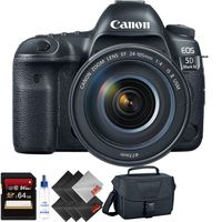 Canon EOS 5D Mark IV DSLR Camera with 24-105mm f/4L II Lens + 64GB Memory Card + Essential Accessories Bundle