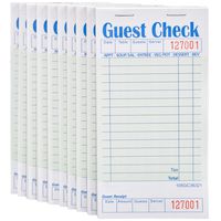 Stock Your Home Guest Check Book (10 Books) 3.5" x 6.75" Server Note Pads and Waitress Order Pads - 50 Checks Per Book for Total 500 Guest Checks for Restaurant Supplies