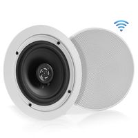 Pyle 5.25" Pair Bluetooth Flush Mount In-wall In-ceiling 2-Way Speaker System Quick Connections Changeable Round/Square Grill Polypropylene Cone & Polymer Tweeter Stereo Sound 150 Watt (PDICBT552RD)
