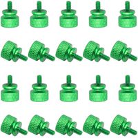 Powlankou 20 Pieces 6#-32 Computer Case Screws, Anodized Aluminum Thumbscrews, Fully Threaded Knurled Thumbscrews, Thumb Screws (Green)