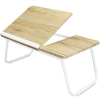 White Folding Laptop Lap Desk - Wooden Work Table and Stand for Couch, Bed and Sofa Computer Use - Folding Legs, Adjustable Tilt - Use as Reading and Breakfast Tray - By Designstyles