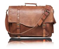 Leather Messenger Bag | Leather Briefcase | Briefcases for Men | Messenger Bag | Messenger Mag for Men | Leather Laptop Bag | Leather Computer Bag Men | Leather Bags for Women (18 Inch Big Pocket)