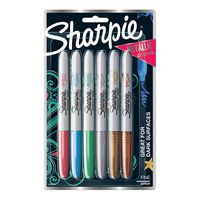 Sharpie Metallic Permanent Markers, Fine Point, Assorted Colors, 6-Count Permanent Marker (2029678)