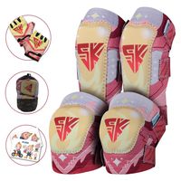 Innovative Soft Kids Knee and Elbow Pads with Bike Gloves | Toddler Protective Gear Set w/Mesh Bag& Sticker | Roller-Skating, Skateboard Knee Pads ((Hero Edition) The Flame, Large (8-11 Years))