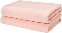 AmazonBasics Quick-Dry Bath Towels, 100% Cotton, Set of 2, Petal Pink