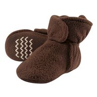 Hudson Baby Unisex Baby Cozy Fleece Booties, Brown, 3 Toddler