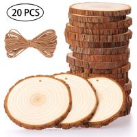 Fuyit Natural Wood Slices 20 Pcs 3.5-4 Inches Craft Wood Kit Unfinished Predrilled with Hole Wooden Circles Tree Slices for Arts and Crafts Christmas Ornaments DIY Crafts