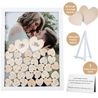 GLM Wedding Guest Book Alternative Drop Top Frame with Display Stand, 85 Wooden Hearts, 2 Large Hearts, and Sign Alternative Guest Book Set Shadow Box for Wedding, Baby Shower, Anniversary (White)