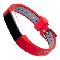 WITHit Designer Silicone Replacement Band for Fitbit Alta/Alta HR, Red/Gray - Secure, Adjustable Stainless-Steel Buckle Closure, Fitbit Watch Band Replacement, Sweat-Resistant, Fits Most Wrists