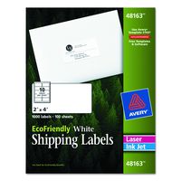 Avery White EcoFriendly Shipping Labels, 2 x 4 Inches, Box of 1000 (48163)
