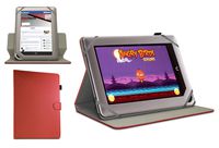 Navitech Red Faux Leather Case Cover with 360 Rotational Stand Compatible with The Nook Tablet/Nook Colour/Nook HD/Kobo Vox/Kobo Arc