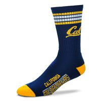 For Bare Feet NCAA 4 Stripe Deuce Crew Men Socks-Cal Golden Bears-Medium