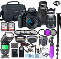 Canon EOS Rebel T7i DSLR Camera with Canon EF-S 18-55mm STM Lens & Canon EF 75-300mm III Zoom Lens + Commander TTL Speedlight Flash (Up to 180 Feet) +32GB Memory + Case + Accessory Bundle (28 Items)