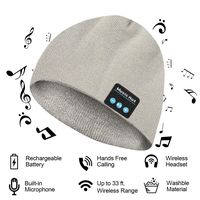 Bluetooth Beanie, Bluetooth Hat, Unisex Music Hat with Rechargeable Battery Built-in Stereo Speakers, Suitable for Men & Women (Grey)