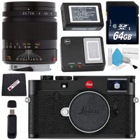 Leica M10 Digital Rangefinder Camera (Black) + Leica 75mm f/2.5 SUMMARIT-M, Manual Focus + 64GB SDXC Card + Card Reader + Microfiber Cloth Bundle