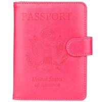 GDTK Leather Passport Holder Cover Case RFID Blocking Travel Wallet (Rose Red)