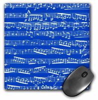 3dRose LLC 8 x 8 x 0.25 Inches Dark Navy Blue Musical Notes Piano Notation Mouse Pad (mp_151334_1)