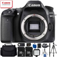 Canon EOS 80D DSLR Camera Body Bundle with Carrying Case and Accessory Kit (10 Items)