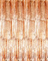 GOER 3.2 ft x 9.8 ft Metallic Tinsel Foil Fringe Curtains for Party Photo Backdrop Wedding Decor (3 Packs,Champagne Gold)