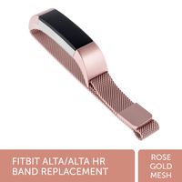 WITHit Designer Stainless Steel Mesh Replacement Band for Fitbit Alta/Alta HR, Rose Gold - Secure, Adjustable, Fitbit Watch Band Replacement with Magnetic Closure, Fits Most Wrists