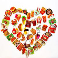 Water Bottle Stickers (50Pcs), Cute Cool Fashion Food Drink Hamburger Ice Cream Chips Pizza Coffee Beer Coke Cheese Soup Vinyl Stickers Bumper Decals for Laptop Refrigerator Skateboard Luggagecase
