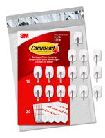 Command Wire Hooks, 16 hooks, 24 strips, White, Small, Easy to Open Packaging (GP067-16NA)