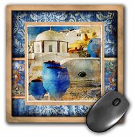 3dRose LLC 8 x 8 x 0.25 Inches Mouse Pad, Santorini in Denim (mp_34109_1)