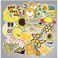 [2019 Yellow VSCO] Yellow Cute Laptop Stickers for Teens Girls Water Bottles Hydroflasks Skateboard Luggage Notebook Phone Cars 50pcs