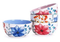 Bico Flower Carnival Soup Bowls Set of 4, Ceramic, 26oz, for Pasta, Salad, Cereal, Soup & Microwave & Dishwasher Safe
