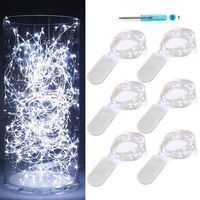 OakHaomie 6PCS 10ft(3m) LED Starry String Lights 30 Micro LEDs on Silvery Copper Wire,2pcs CR2032 Batteries Required and Included, for DIY Wedding Centerpiece Table Decorations (Cool White)