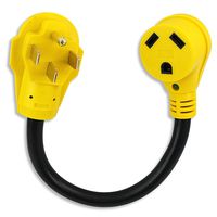 Leisure Cords 50 Amp Male to 30 Amp Female 18" Dogbone Adapter RV Electrical Converter Cord Cable with LED Indicator Light (50 Amp Male to 30 Amp Female)