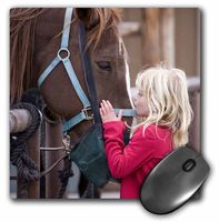 3dRose LLC 8 x 8 x 0.25 Inches Mouse Pad, Wyoming. Grand Tetons Np, Girl Kisses Horse Lisa Hoffner (mp_97494_1)