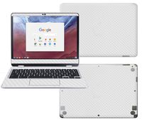 Decalrus - Protective Decal for Samsung ChromeBook Plus XE513C24, Pro XE510C24 (12.3" Screen) Laptop White Carbon Fiber Skin Decal wrap CFsamsungChrmbkPlus12White