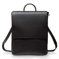 BRESCONI 15.6 inch Laptop Backpack for Women - Black Vegan Leather Slim Bag