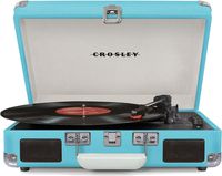 Crosley Cruiser Deluxe Vintage 3-Speed Bluetooth Suitcase Turntable, Turquoise