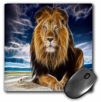 3dRose LLC 8 x 8 x 0.25 Inches Mouse Pad, King of The Jungle, Stunning Lion on The Prairie with Digital Affects (mp_167119_1)