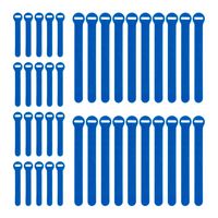 Wrap-It Storage Self-Gripping Reusable Cable Ties, Blue, 40 Pack (20 4" Straps, 20 8" Straps) - Hook and Loop Cord and Wire Organizer for Computer, PC, and Desk Cable Management