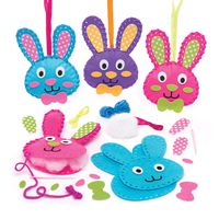 Baker Ross Bunny Sewing Kits (Pack of 3) Easter Crafts for Kids to Make and Display