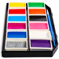 Face Paint Kit for Kids Aged 3-14 - Paints Over 100 Faces, Professional Award Winning Face Painting Set for Children Safe for Sensitive Skin, 12 Large Washable Face Paint pots, 30 Stencils, 3 Brushes