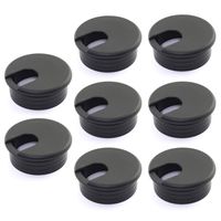 HJ Garden 8pcs 1-3/4 inch Desk Wire Cord Cable Grommets Hole Cover for Office PC Desk Cable Cord Organizer Plastic Cover Black
