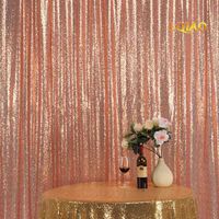 LQIAO Shiny Sequin Backdrop Background 9FTx9FT-Rose Gold,Sequin Curtain Backdrop Photo Booth Wedding Props Glitter Party Background Decoration, Pocket 9x9FT(270x275cm))