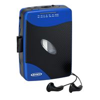 Jensen Portable Compact Lightweight Slim Design Stereo AM/FM Radio Cassette Player + Earbuds (Limited Edition) (Blue)