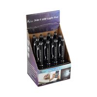Acurit 3-in-1 LED Penlight with LED Light, Large Diameter Barrel Pen, Touchscreen Stylus All in One - Display Box of 12 - Black