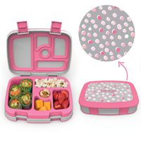 Bentgo Kids Prints (Pink Dots) - Leak-Proof, 5-Compartment Bento-Style Kids Lunch Box - Ideal Portion Sizes for Ages 3 to 7 - BPA-Free and Food-Safe Materials
